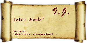 Ivicz Jenő névjegykártya
